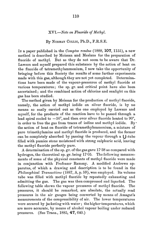 XVI.—Note on fluoride of methyl