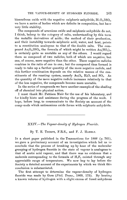 XXIV.—The vapour-density of hydrogen fluoride