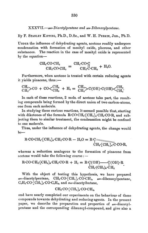 XXXVII.—αω-Diacetylpentane and αω-dibenzoylpentane