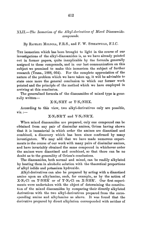 XLII.—The isomerism of the alkyl-derivatives of mixed diazoamidocompounds
