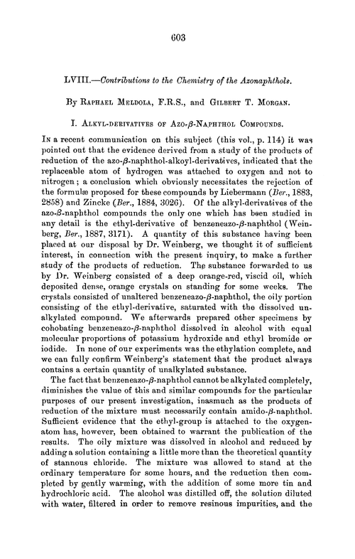 LVIII.—Contributions to the chemistry of the azonaphthols