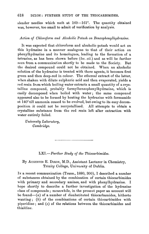 LXI.—Further study of the thiocarbimides