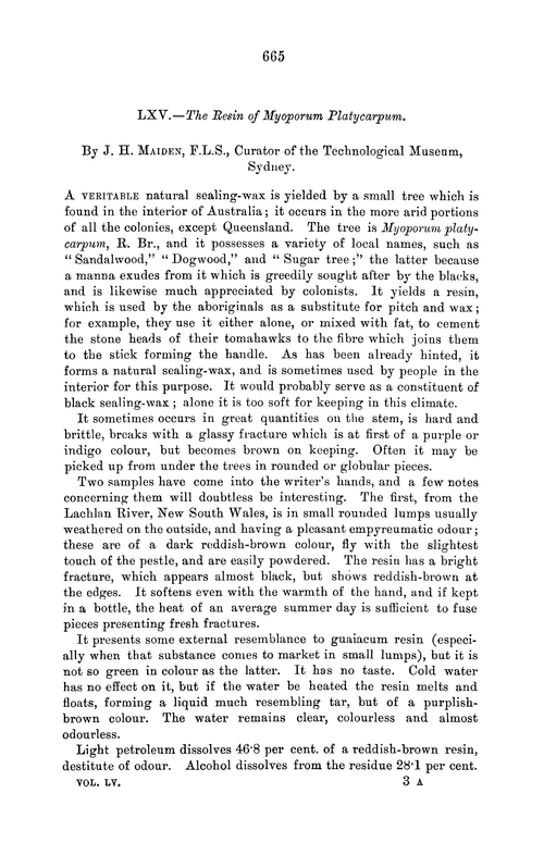 LXV.—The resin of myoporum platycarpum