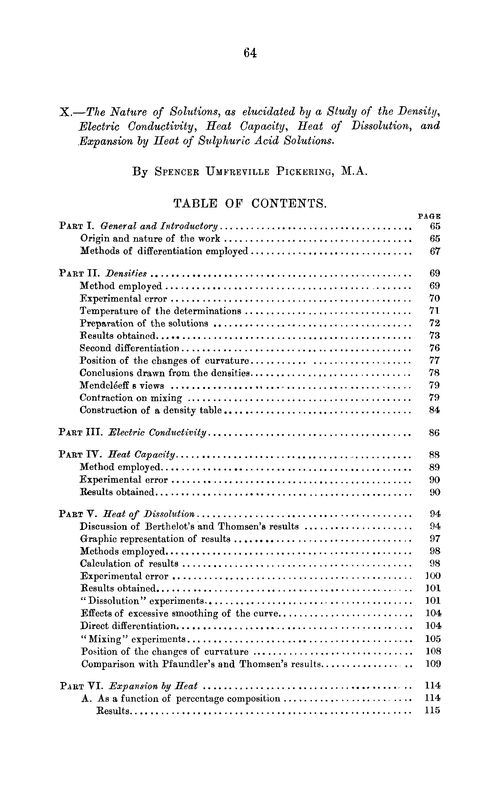 X.—The nature of solutions, as elucidated by a study of the density, electric conductivity, heat capacity, heat of dissolution, and expansion by heat of sulphuric acid solutions