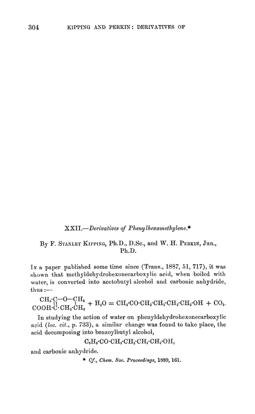 XXII.—Derivatives of phenylhexamethylene