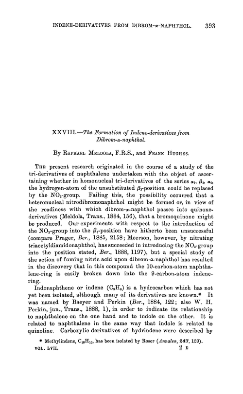 XXVIII.—The formation of indene-derivatives from dibrom-α-naphthol