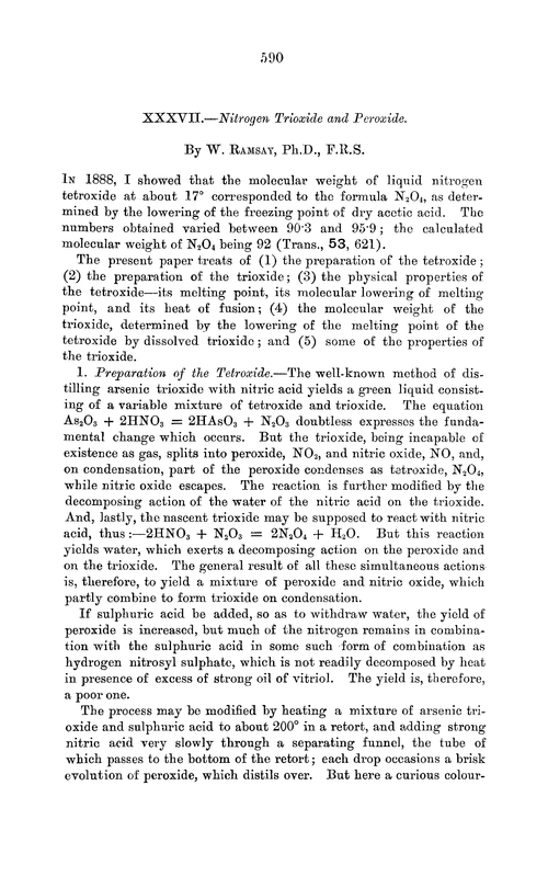XXXVII.—Nitrogen trioxide and peroxide