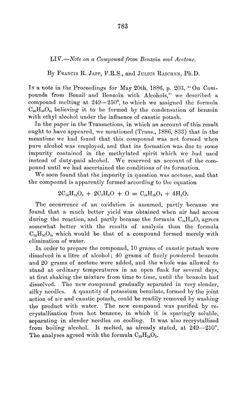 LIV.—Note on a compound from benzoïn and acetone