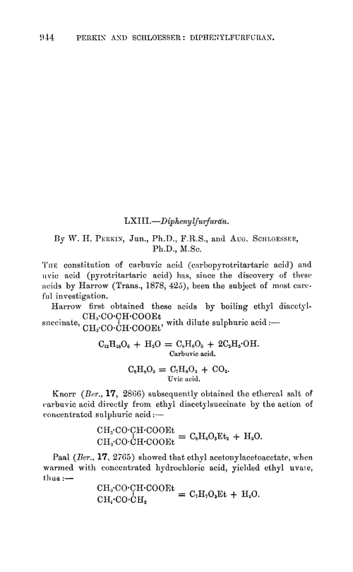 LXIII.—Diphenylfurfuran