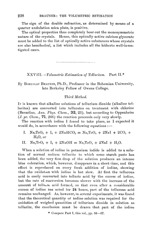 XXVIII.—Volumetric estimation of tellurium. Part II