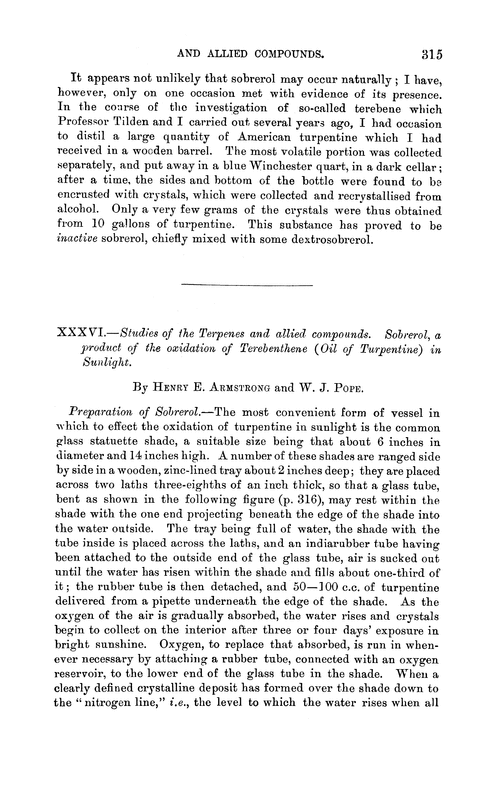 XXXVI.—Studies of the terpenes and allied compounds. Sobrerol, a product of the oxidation of terebenthene (oil of turpentine) in sunlight