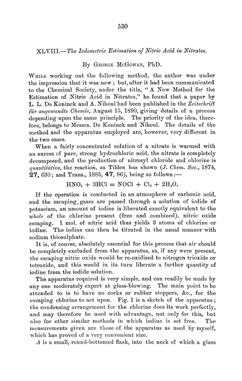 XLVIII.—The iodometric Estimation of Nitric Acid in Nitrates