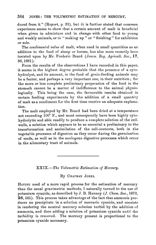 XXIX.—The volumetric estimation of mercury