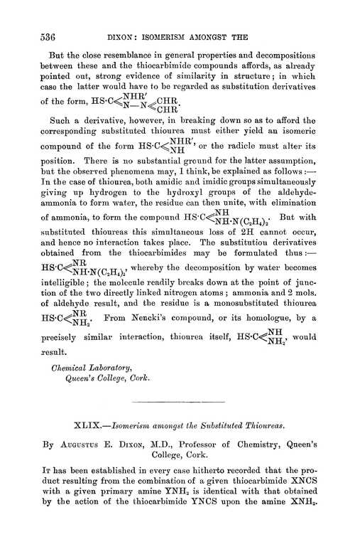 XLIX.—Isomerism amongst the substituted thioureas