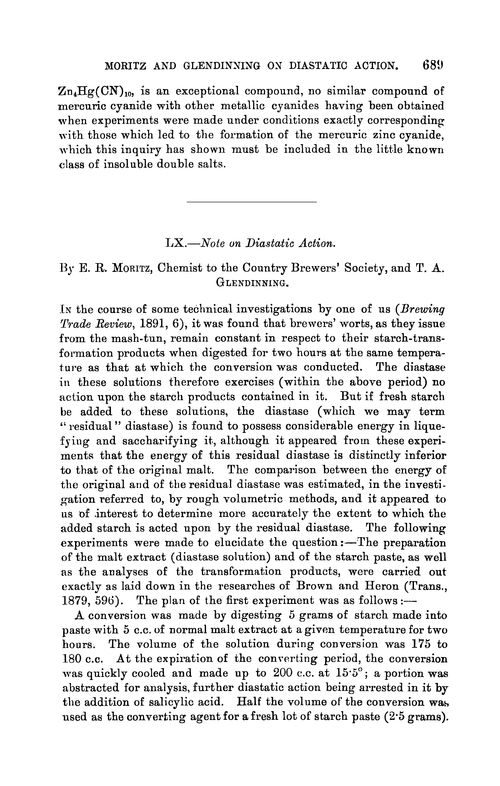 LX.—Note on diastatic action