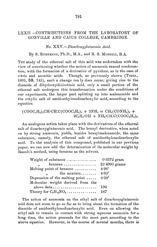 LXXII.—Contributions from the Laboratory of Gonville and Caius College, Cambridge. No. XXV.—Dicarboxyglutaconic acid