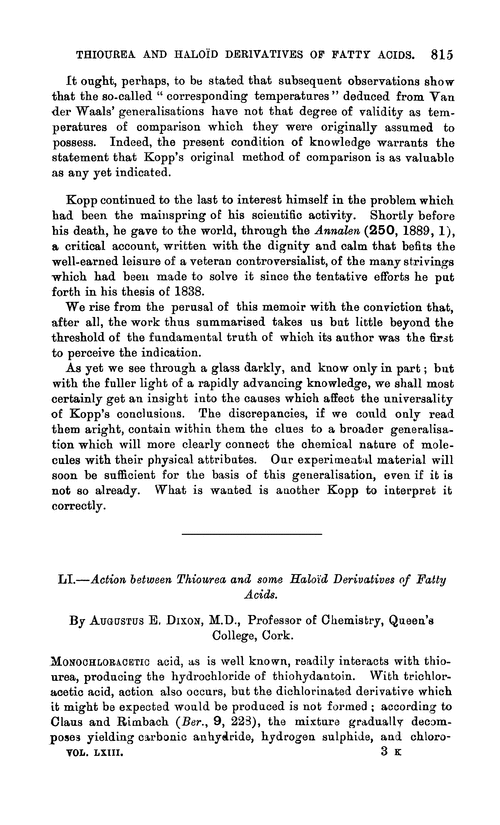 LI.—Action between thiourea and some haloïd derivatives of fatty acids