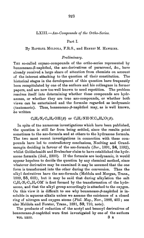 LXIII.—Azo-compounds of the ortho-series