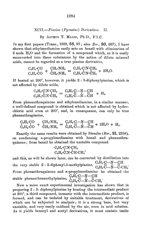 XCII.—Piazine (pyrazine) derivatives. II