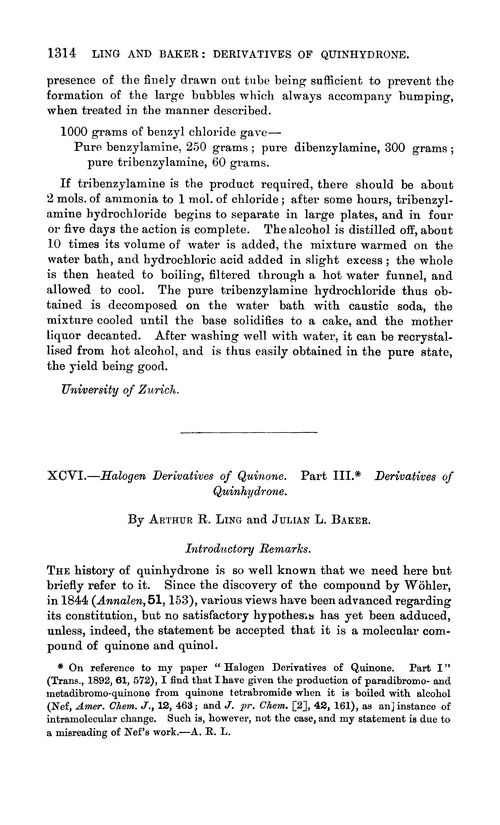 XCVI.—Halogen derivatives of quinone. Part III. Derivatives of quinhydrone