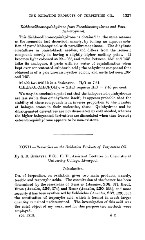 XCVII.—Researches on the oxidation products of turpentine oil