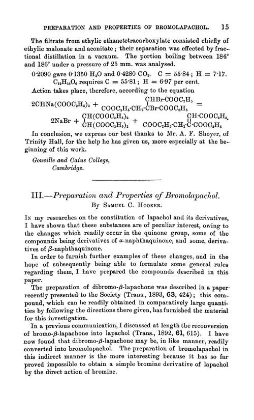 III.—Preparation and properties of bromolapachol