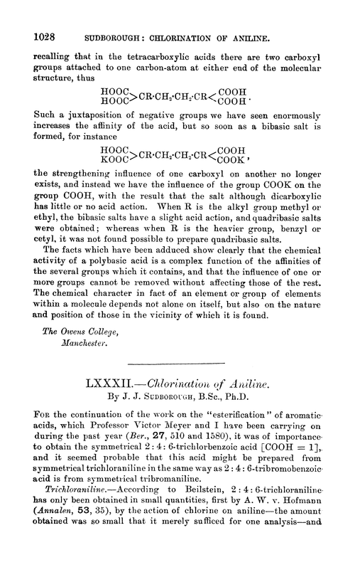 LXXXII.—Chlorination of aniline