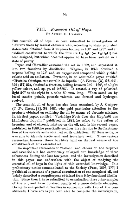 VIII.—Essential oil of hops