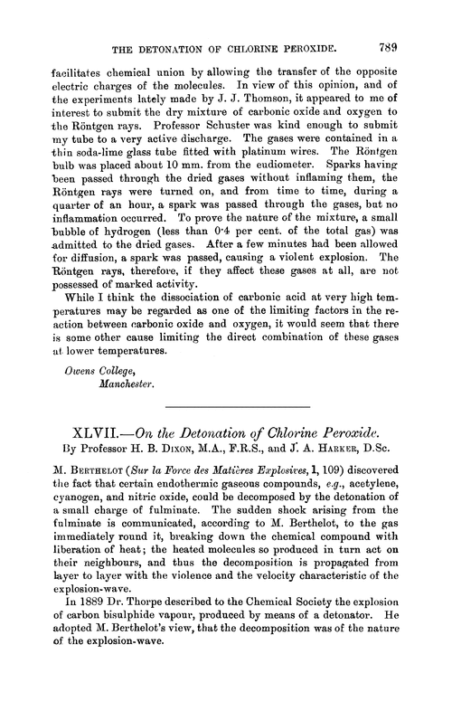 XLVII.—On the detonation of chlorine peroxide