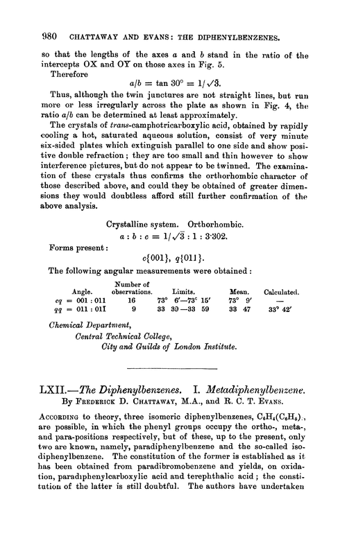 LXII.—The diphenylbenzenes. I. Metadiphenylbenzene