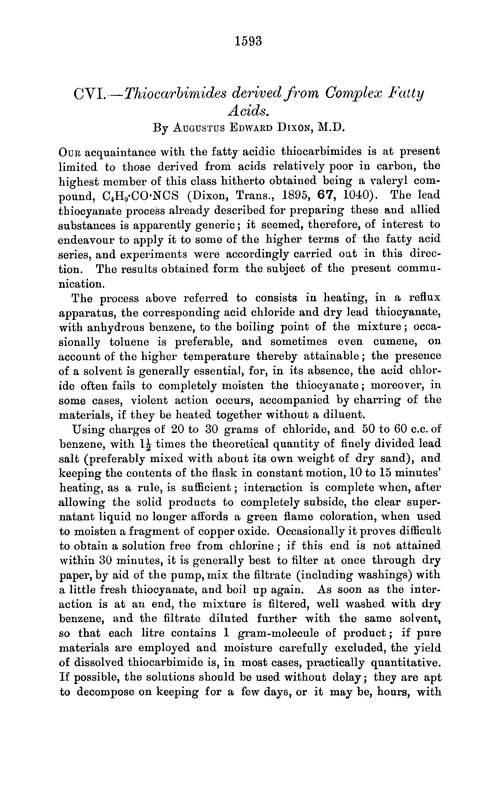 CVI.—Thiocarbimides derived from complex fatty acids