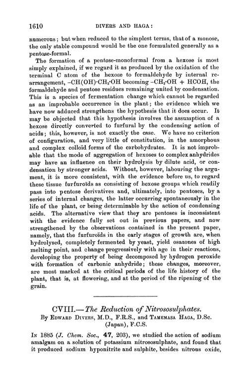 CVIII.—The reduction of nitrososulphates