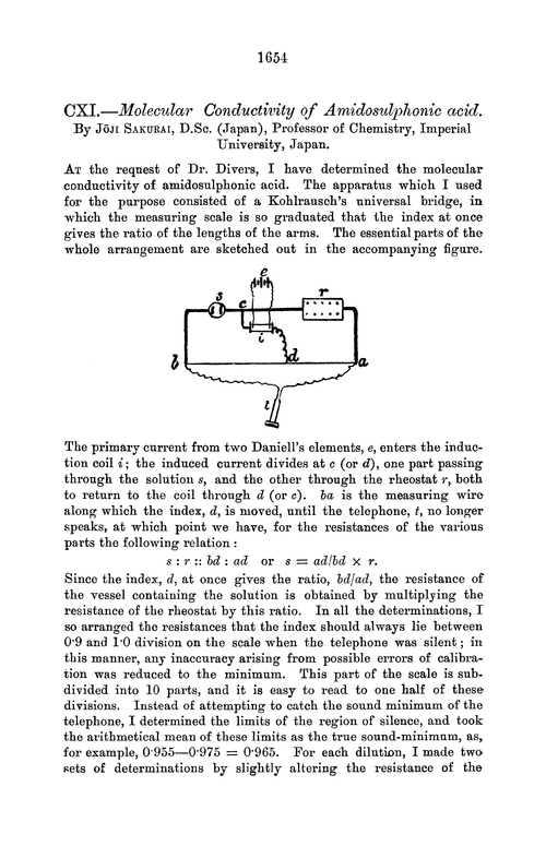 CXI.—Molecular conductivity of amidosulphonic acid