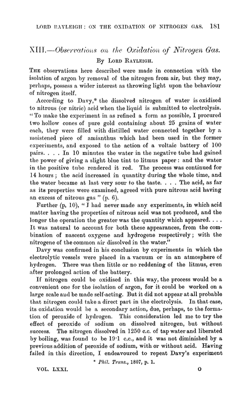XIII.—Observations on the oxidation of nitrogen gas