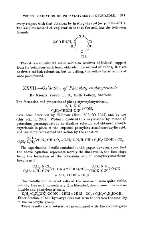XXVII.—Oxidation of phenylstyrenyloxytriazole
