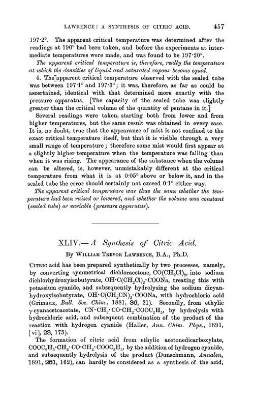 XLIV.—A synthesis of citric acid