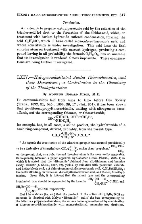 LXIV.—Halogen-substituted acidic thiocarbimides, and their derivatives; a contribution to the chemistry of the thiohydantoins