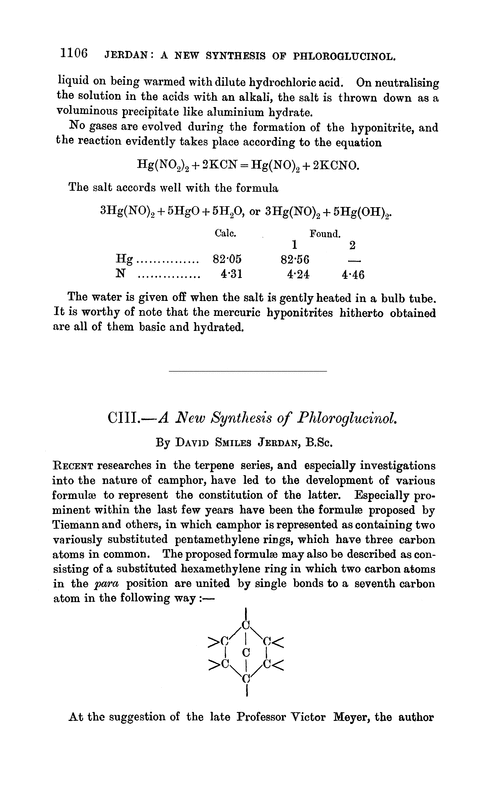 CIII.—A new synthesis of phloroglucinol