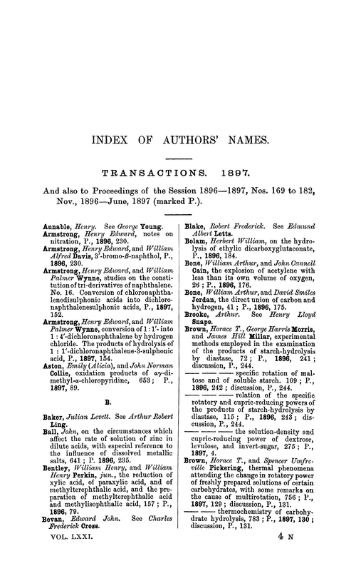 Index of authors' names, 1897