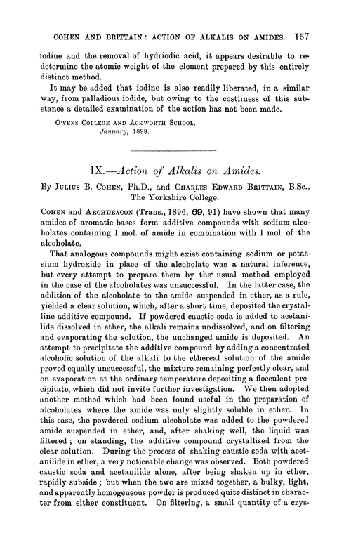 IX.—Action of alkalis on amides