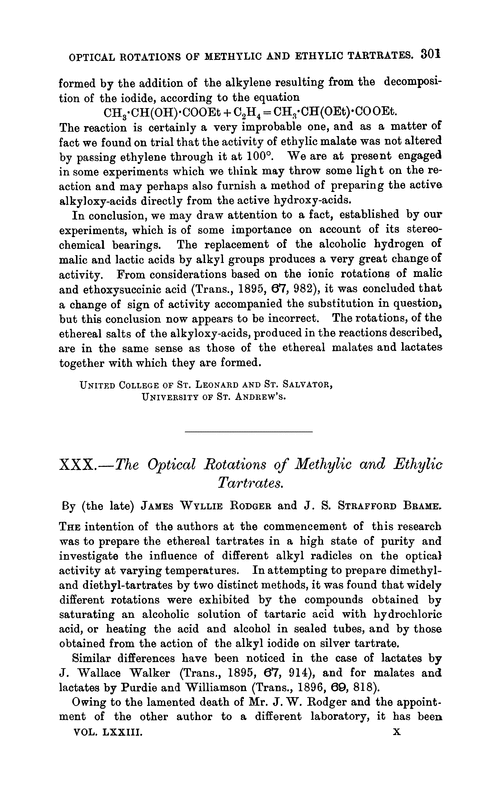 XXX.—The optical rotations of methylic and ethylic tartrates