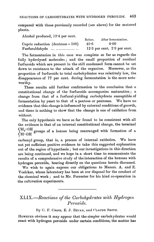 XLIX.—Reactions of the carbohydrates with hydrogen peroxide