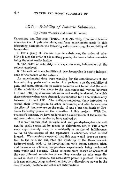 LXIV.—Solubility of isomeric substances