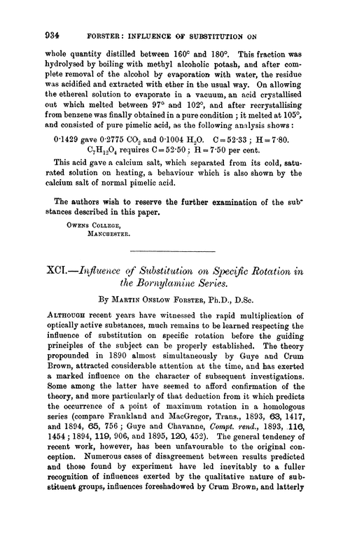 XCI.—Influence of substitution on specific rotation in the bornylamine series