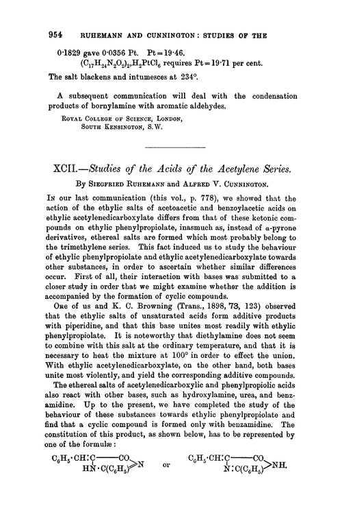 XCII.—Studies of the acids of the acetylene series