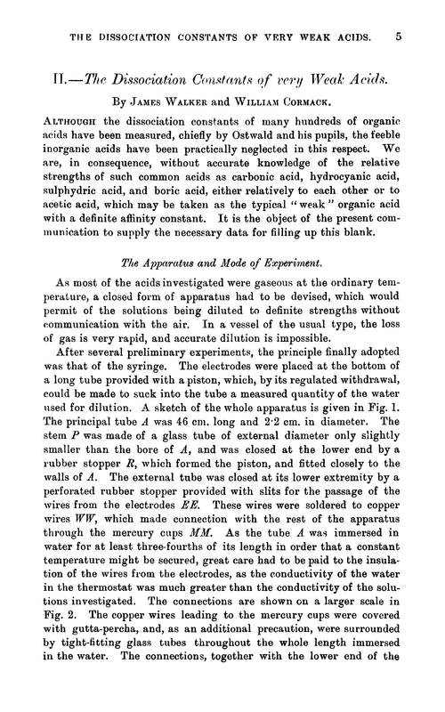 II.—The dissociation constants of very weak acids