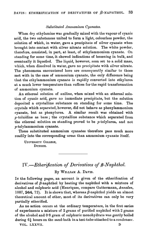 IV.—Etherification of derivatives of β-naphthol