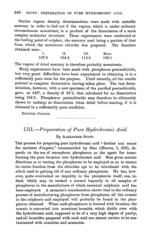 LIII.—Preparation of pure hydrobromic acid