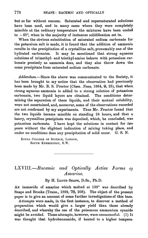 LXVIII.—Racemic and optically active forms of amarine
