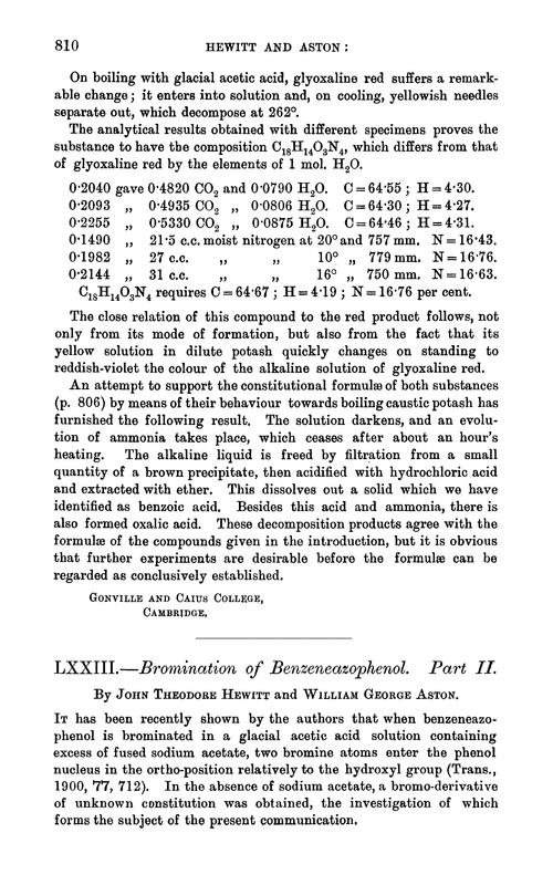 LXXIII.—Bromination of benzeneazophenol. Part II